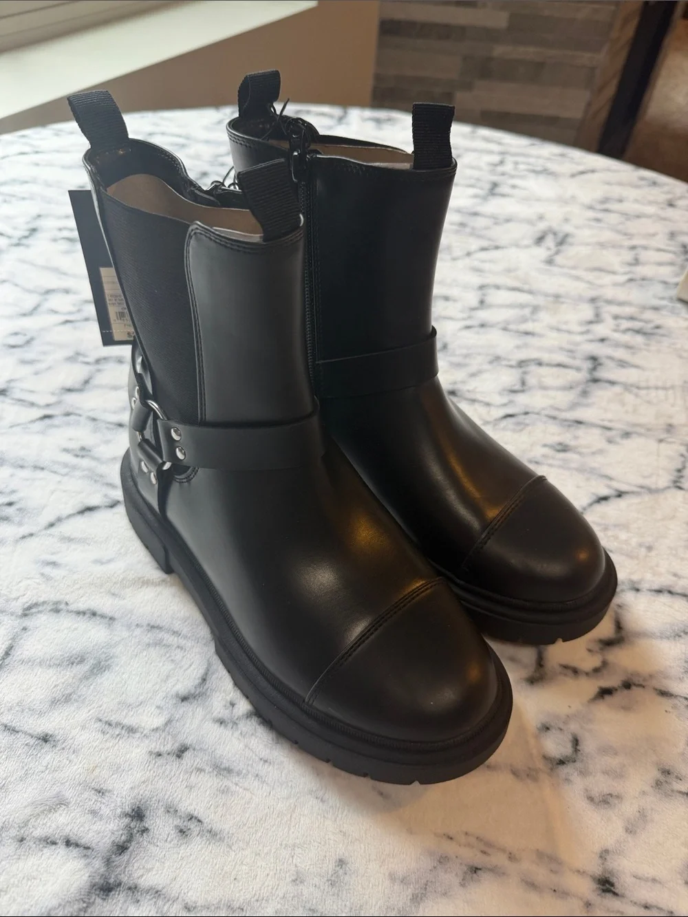 Art Class Big Girls Crosby Harness Moto Boots - Black Sise 4.